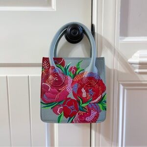 BECK Gray Handbag with Red peonies mini Pixie